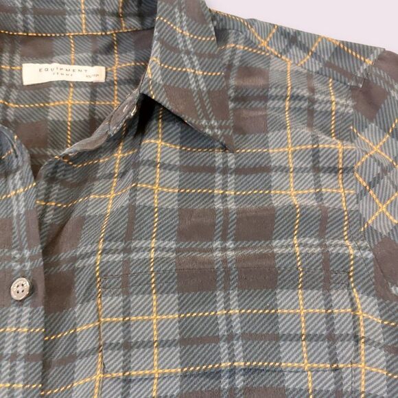 Equipment Plaid Mini Dress in Dark Green and Black - Picture 6 of 8